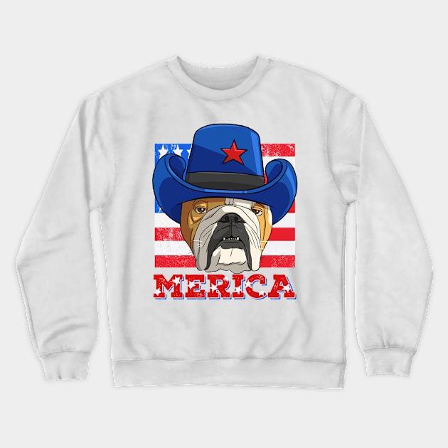 English Bulldog Merica Crewneck Sweatshirt by Noseking